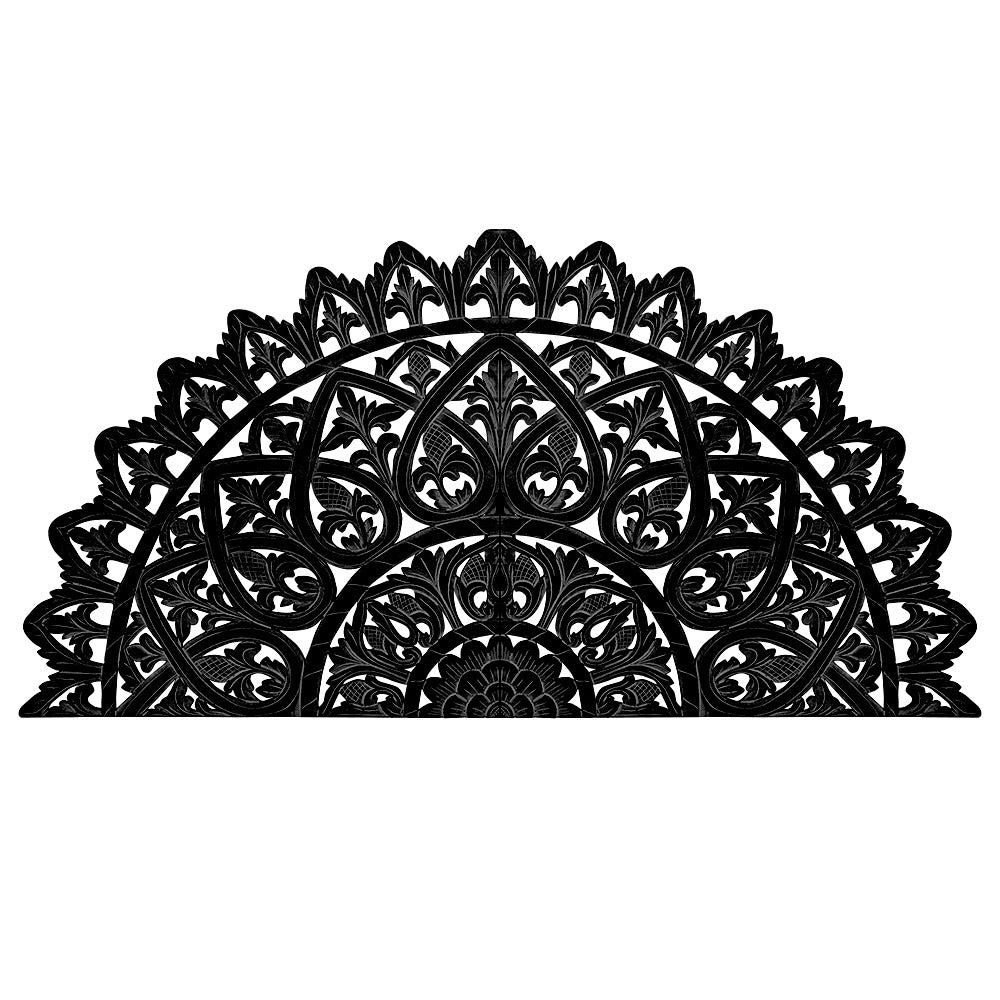 Carved Bed Headboard "Mahkota" Queen - Black - USA