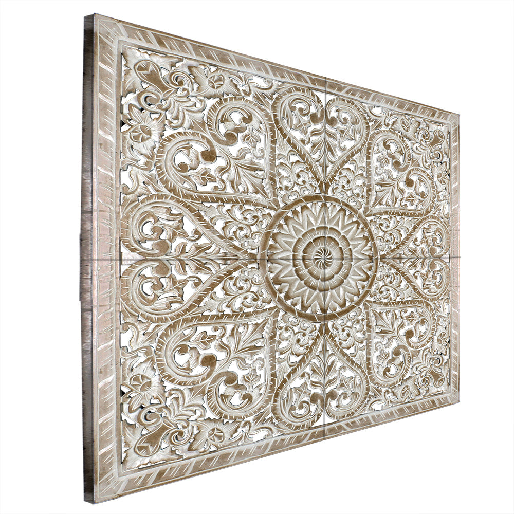 Half Cut Carved Bed Headboard "Jantung" - Export