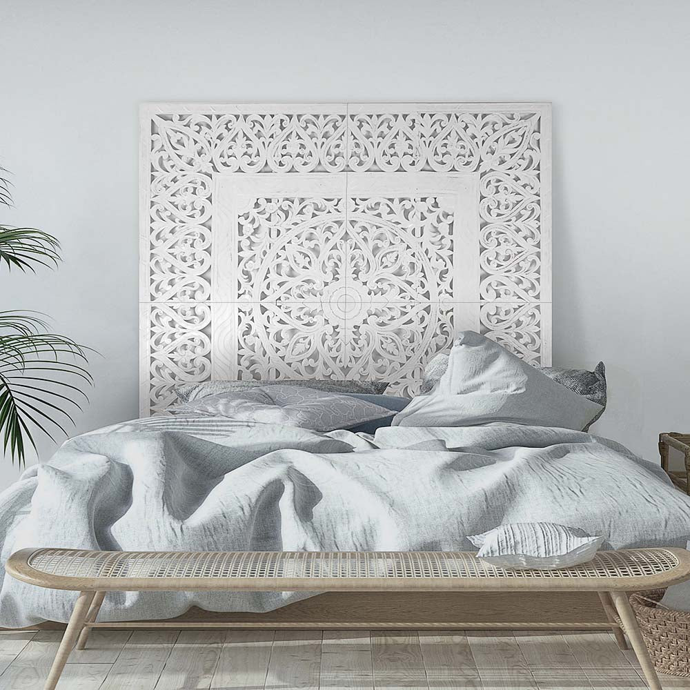 bed headboard putri malu white wash bali design hand carved hand made home decorative house furniture wood material bed headboard design bed headboard ideas bed headboard panels worldwide shipping