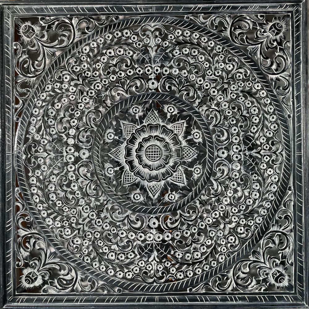 Decorative panel Panel Peony in black and white wash - 110
