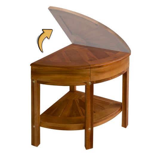 New Teak Shower Corner Bench [with Extra Waterproof Storage] 16 inch - US