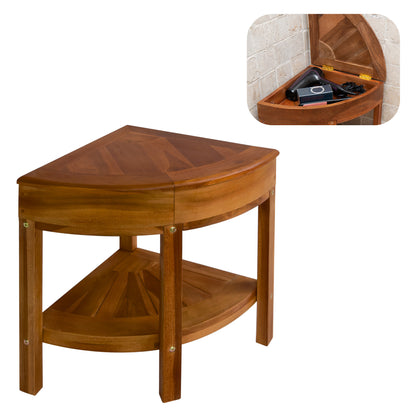 New Teak Shower Corner Bench [with Extra Waterproof Storage] 16 inch - US