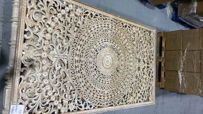 Custom Carved Bed Headboard "Kusuma" - 203x120 cm