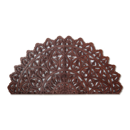 Carved Bed Headboard "Mahkota" Super King - Brown - USA
