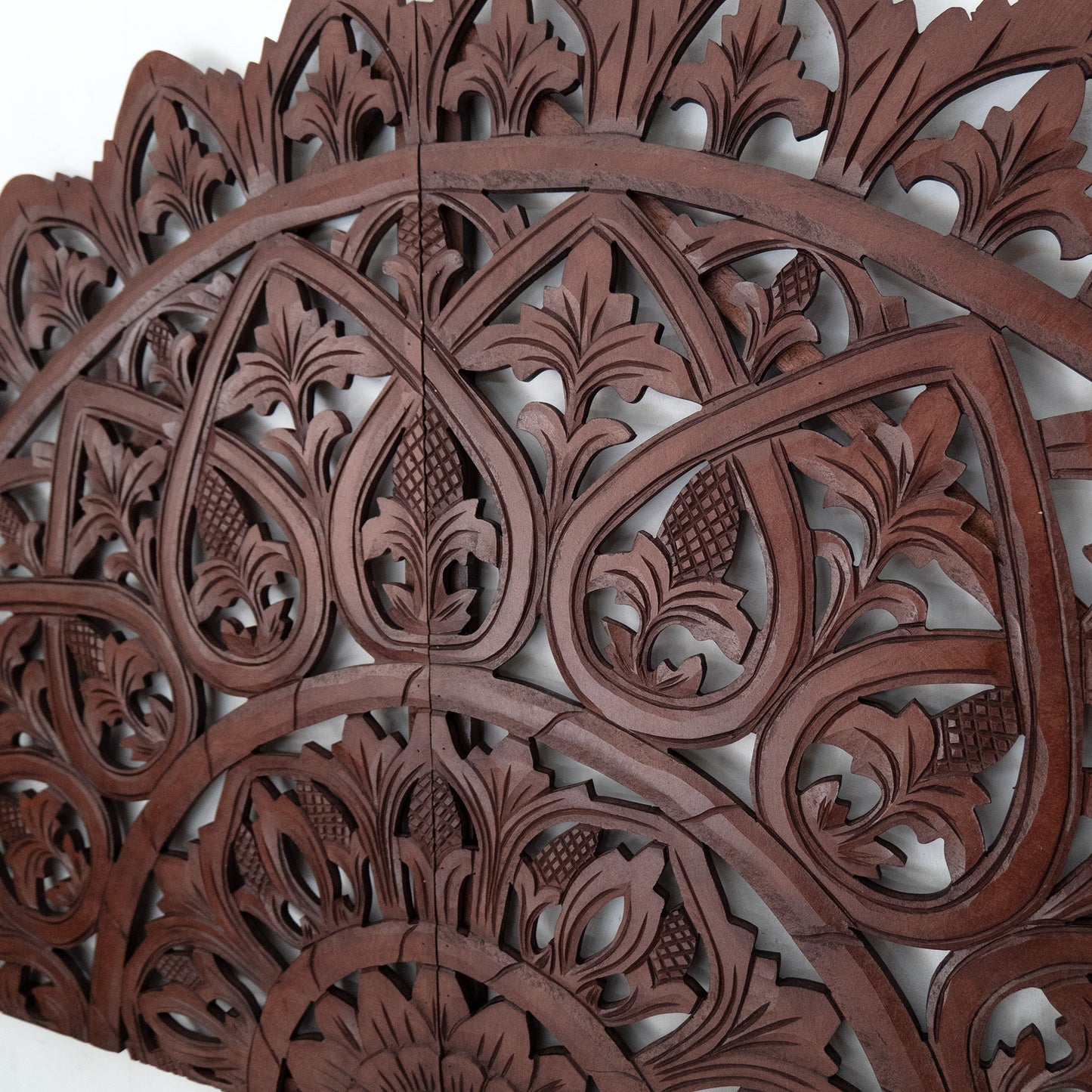 Carved Bed Headboard "Mahkota" Super King - Brown - USA
