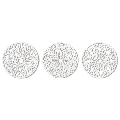 Decorative Round "Mandala Set of 3" - White