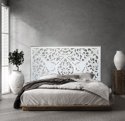 Half Cut Carved Bed Headboard "Teratai" - Export