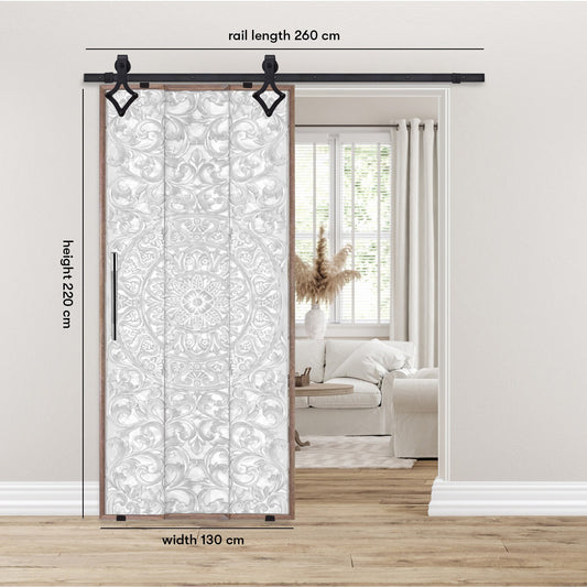 CUST Carved wooden door with iron reels - BDRA02