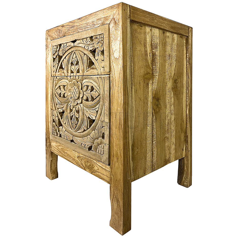 furniture carved bedside table amed natural wash bali design hand carved hand made home decorative house furniture wood material